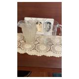 vintage pressed or pattern glass water pitcher