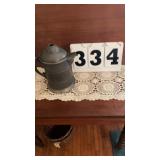 vintage or antique pewter lidded pitcher or