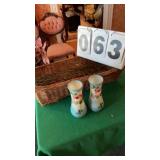 Pair vintage or antique hand-painted porcelain or
