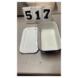 vintage white rectangular enamelware tray or