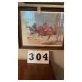 framed and matted print titled "Morning Hunt" by