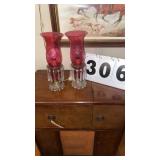 Pair of what appears to be a vintage cranberry