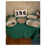 4 silver plate serving items.