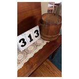 vintage or antique primitive wooden stave bucket,
