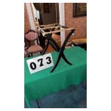 folding wooden luggage rack featuring a sleek