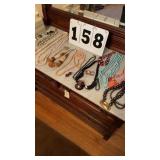 Jewelry box and assorted ladies costume jewelry