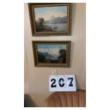 Pair of vintage or antique European landscape oil