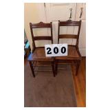 3 matching antique wooden side chair with a