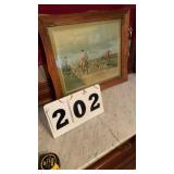 vintage framed English fox hunting print 26 inch