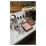 10 items (Mr. Coffee, 2 baskets, small step stool