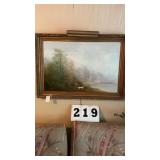 framed oil on canvas landscape painting that