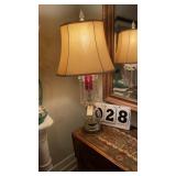 vintage crystal table lamp featuring hanging