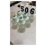 9 frosted, bell-shaped ribbed glass lamp shade