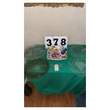 Vegetable bowl and 4 glass serving trays.