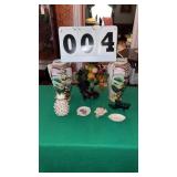 collection of vintage decorative items, including