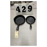 2 cast iron skillets 7 1/2 inch and 6 inch