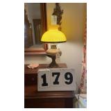 vintage brass oil or kerosene parlor table lamp