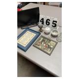 Framed cross-stitch sampler, picture, 4 glass