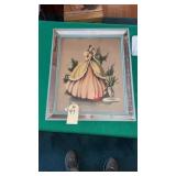 vintage mid-century framed Southern Belle art