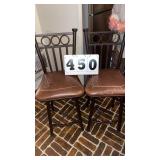 2 Metal bar chairs(seats have worn areas).