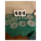 9 vintage clear glass plate, toothpick holder and