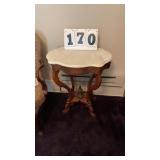 antique Victorian Walnut and Marble Turtle Top