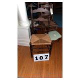 2 Cane bottom straight chair.
