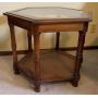 Wood End Table w/ Glass Top