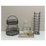 Metal Tiered Storage Tray & Soap Dispenser Set