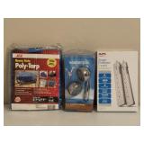 Tarp, Surge Protector & Shower Head