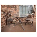Metal Patio Table with Glass Top & Chairs