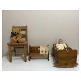 Youth Wood Chair, Doll Bench & Bed