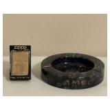 Camel Marble Ashtray & Brass Zippo Lighter