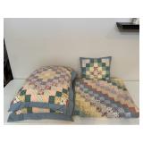 Handmade Quilt, Shams & Throw Pillow