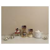 Candles, Small Crock Pot & Wall Flowers