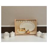 Pfaltzgraff Platter with Sugar Bowls & Creamer