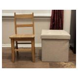 Youth Wood Chair & Storage Ottoman