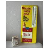 Winston Cigarette Metal Thermometer & Zippo