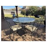 Metal Patio Table with Glass Top & Chairs