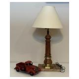 Lamp, Tobacco Book & Truck Tabletop Decor