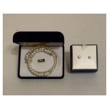 Diamonique Earrings & Crystal & Pearl Bracelet