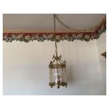 Etched Glass & Metal Hanging Light Fixture