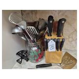 Knife Block, Utensils, Trivet