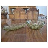 Green Glass Bowl and Dish