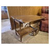 Wood Tea Cart Table with Wheels
