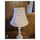White Painted Wood Table Lamp with Shade