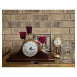 Mantel Clock, Dome Clock, Candles, Mirror
