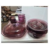 Vintage Corning Ware Cranberry Glass Set