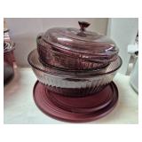 Vintage Corning Ware Cranberry Glass Set