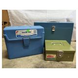 3 Metal and Plastic Filing Boxes